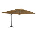 VidaXL Parasol wiszący z aluminiowym słupkiem, 400x300 cm, taupe