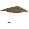 VidaXL Parasol wiszący z aluminiowym słupkiem, 400x300 cm, taupe