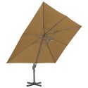 VidaXL Parasol wiszący z aluminiowym słupkiem, 400x300 cm, taupe