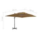 VidaXL Parasol wiszący z aluminiowym słupkiem, 400x300 cm, taupe