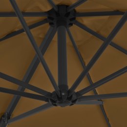 VidaXL Parasol wiszący ze stalowym słupkiem, 250 x 250 cm, taupe