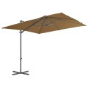 VidaXL Parasol wiszący ze stalowym słupkiem, 250x250 cm, taupe