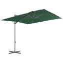 VidaXL Parasol wiszący ze stalowym słupkiem, 250x250 cm, zielony