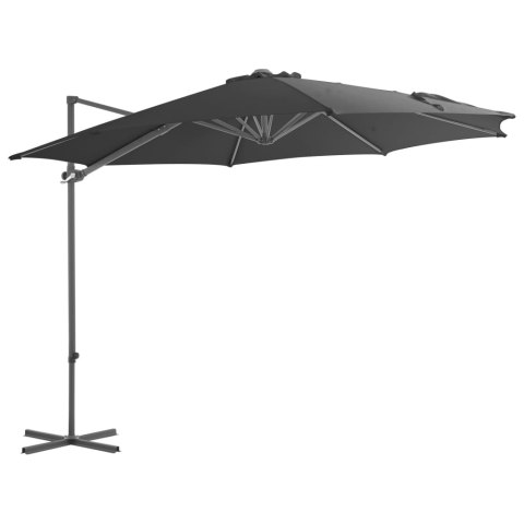 VidaXL Parasol wiszący ze stalowym słupkiem, 300 cm, antracytowy