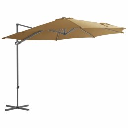 VidaXL Parasol wiszący ze stalowym słupkiem, 300 cm, kolor taupe