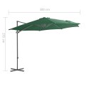 VidaXL Parasol wiszący ze stalowym słupkiem, 300 cm, zielony