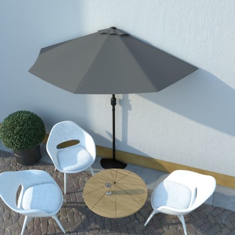 VidaXL Półparasol balkonowy na słupku z aluminium, 270x144cm, antracyt