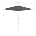 VidaXL Półparasol balkonowy na słupku z aluminium, 300x155cm, antracyt