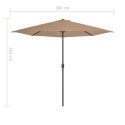 VidaXL Półparasol balkonowy na słupku z aluminium, 300x155 cm, taupe