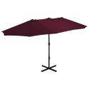 VidaXL Parasol ogrodowy na słupku aluminiowym, 460 x 270 cm, bordowy