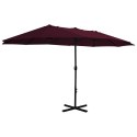 VidaXL Parasol ogrodowy na słupku aluminiowym, 460 x 270 cm, bordowy