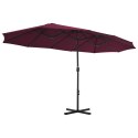 VidaXL Parasol ogrodowy na słupku aluminiowym, 460 x 270 cm, bordowy