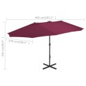 VidaXL Parasol ogrodowy na słupku aluminiowym, 460 x 270 cm, bordowy