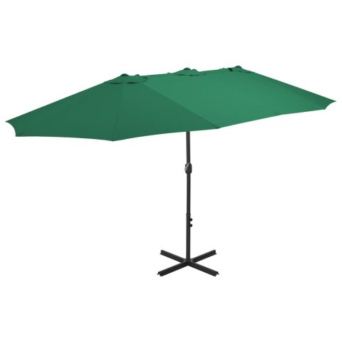 VidaXL Parasol ogrodowy na słupku aluminiowym, 460 x 270 cm, zielony