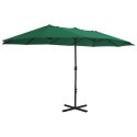 VidaXL Parasol ogrodowy na słupku aluminiowym, 460 x 270 cm, zielony