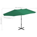 VidaXL Parasol ogrodowy na słupku aluminiowym, 460 x 270 cm, zielony