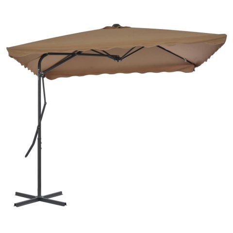 VidaXL Parasol ogrodowy na słupku stalowym, 250 x 250 cm, kolor taupe