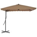 VidaXL Parasol ogrodowy na słupku stalowym, 250 x 250 cm, kolor taupe