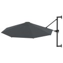 VidaXL Parasol ścienny na metalowym słupku, 300 cm, antracytowy