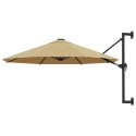 VidaXL Parasol ścienny na metalowym słupku, 300 cm, kolor taupe