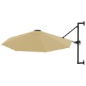 VidaXL Parasol ścienny na metalowym słupku, 300 cm, kolor taupe