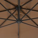 VidaXL Parasol wiszący ze stalowym słupkiem, 300 cm, taupe