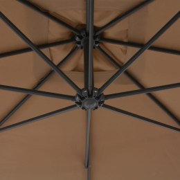 VidaXL Parasol wiszący ze stalowym słupkiem, 300 cm, kolor taupe