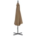 VidaXL Parasol wiszący ze stalowym słupkiem, 300 cm, taupe