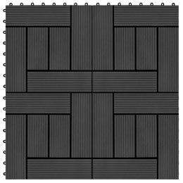 VidaXL Płytki tarasowe, 11 szt., WPC, 30 x 30 cm, 1 m², czarne