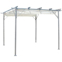 VidaXL Pergola ze zwijanym dachem, śmietankowa, 3x3 m, stalowa