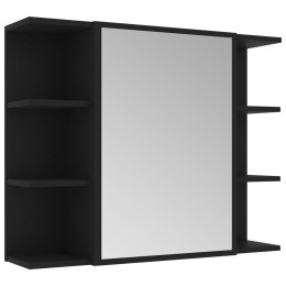 VidaXL Szafka łazienkowa z lustrem, czarna, 80 x 20,5 x64 cm