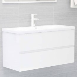 VidaXL Szafka pod umywalkę, biała, wysoki połysk, 90x38,5x45 cm