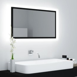 VidaXL Lustro łazienkowe z LED, czarne, 80x8,5x37 cm, akryl