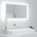 VidaXL Lustro łazienkowe LED, wysoki połysk, białe, 80x8,5x37cm, akryl