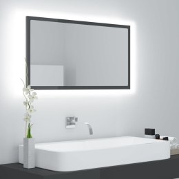VidaXL Lustro łazienkowe LED, wysoki połysk, szare, 80x8,5x37cm, akryl