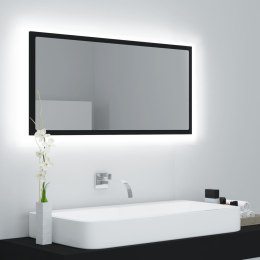 VidaXL Lustro łazienkowe z LED, czarne, 90x8,5x37 cm, akryl