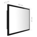 VidaXL Lustro łazienkowe LED, wysoki połysk, czarne, 60x8,5x37, akryl