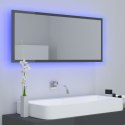 VidaXL Lustro łazienkowe LED, wysoki połysk szare, 100x8,5x37cm, akryl