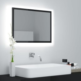 VidaXL Lustro łazienkowe LED, wysoki połysk, szare, 60x8,5x37cm, akryl