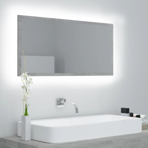 VidaXL Lustro łazienkowe LED, szarość betonu, 90x8,5x37 cm, akryl