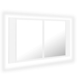 VidaXL Szafka łazienkowa z lustrem i LED, biała, 80x12x45 cm, akryl