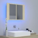 VidaXL Szafka łazienkowa z lustrem i LED, dąb sonoma, 60x12x45, akryl