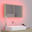 VidaXL Szafka łazienkowa z lustrem i LED, dąb sonoma, 80x12x45, akryl