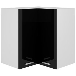 VidaXL Wisząca szafka narożna, czarna, wysoki połysk, 57x57x60 cm