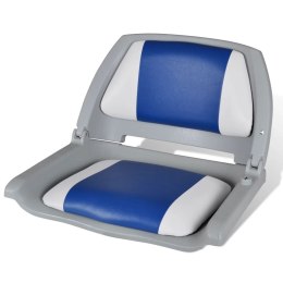 VidaXL Składany fotel na łódź, biało-niebieski z poduszką, 48x51x41 cm