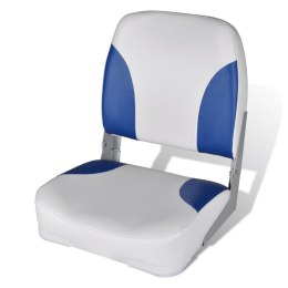VidaXL Składany fotel na łódź, biało-niebieski z poduszką, 41x36x48 cm