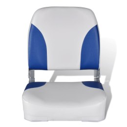 VidaXL Składany fotel na łódź, biało-niebieski z poduszką, 41x36x48 cm