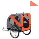 VidaXL Przyczepka rowerowa dla zwierząt, pomarańczowo-szara