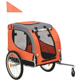 VidaXL Przyczepka rowerowa dla zwierząt, pomarańczowo-szara