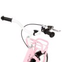 VidaXL Rower dla dzieci z bagażnikiem, 14 cali, biało-różowy